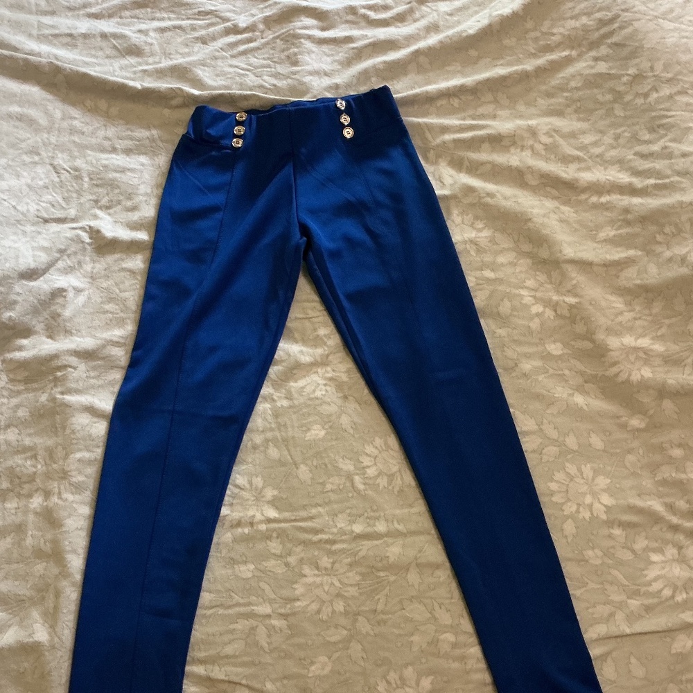 Erti couture, royal blue, stretchy pants.